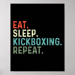 Lustige Kickboxer Essen Schlaf Kickboxen Poster