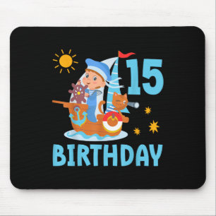 Lustige Kinder 15. Geburtstagsfeier Segelboot Sege Mousepad