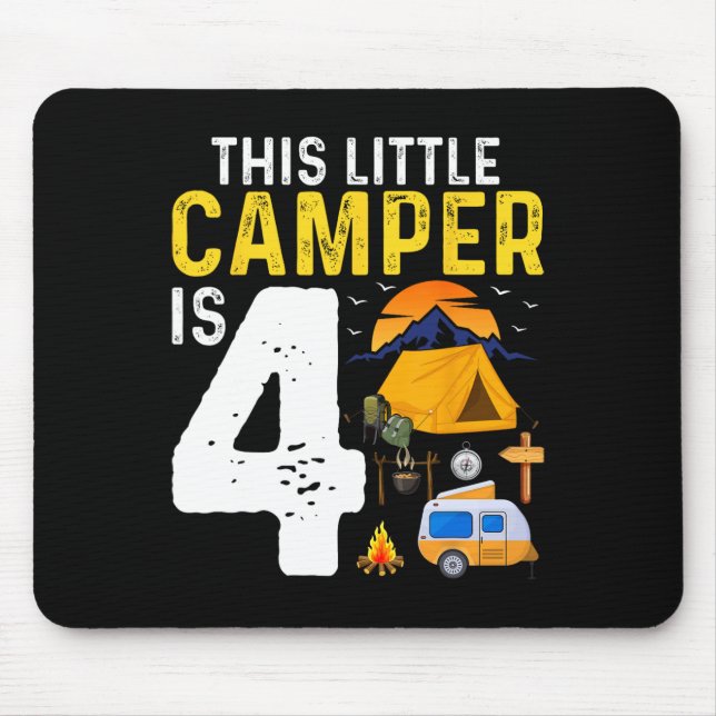 Lustige Kinder 4. Camping-Geburtstag Camper Liebha Mousepad (Vorne)