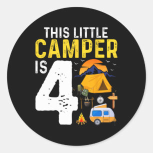 Lustige Kinder 4. Camping-Geburtstag Camper Liebha Runder Aufkleber