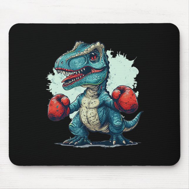 Lustige Kinder boxen Dinosaurier mit Boxhandschuhe Mousepad (Vorne)