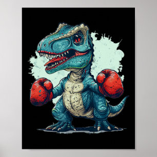 Lustige Kinder boxen Dinosaurier mit Boxhandschuhe Poster