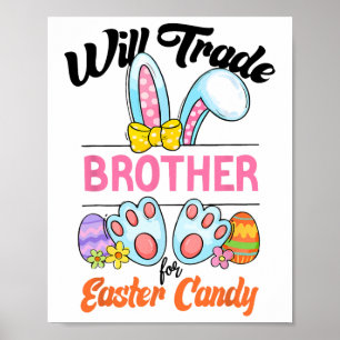 Lustige Kinder Eier werden Bruder für Ostern Süßig Poster