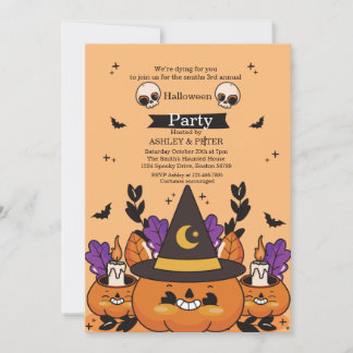 Lustige Kinder Halloween-Party-Geist-Kürbis-Einlad Einladung