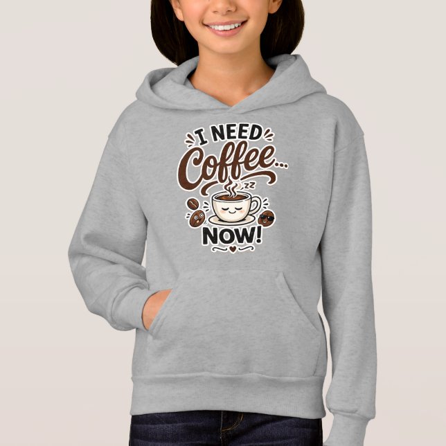 Lustige Kinder Kaffee Kapuzenpullover Geschenk Süß Hoodie (Vorderseite)