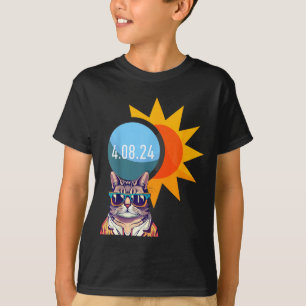 Lustige Kinder Katze Sonnenfinsternis Brille Acces T-Shirt