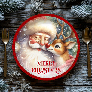 Lustige Kinder Santa Rudolph Weihnachtsfeier Telle Pappteller