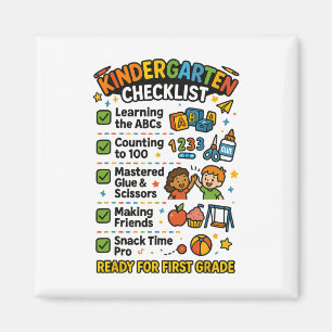 Lustige Kindergarten-Checkliste Erste Klasse Junge Magnet
