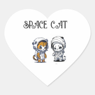 Lustige Kinderkatze im Astronautenanzug Herz-Aufkleber