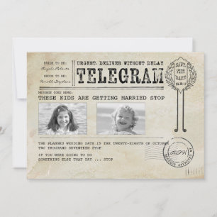 Lustige Kindheitsfotos Save the Date Telegram