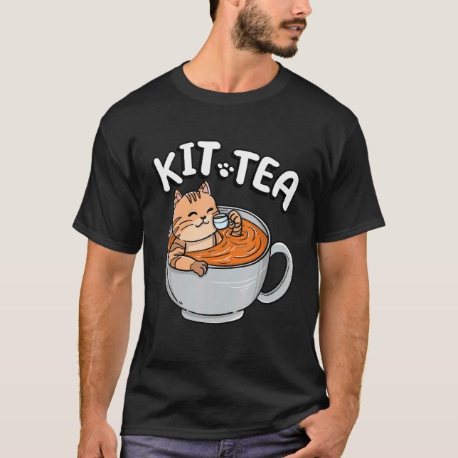 Lustige KIT TEA Kitty Katze Kätzchen Teetrinker Ha T-Shirt (Vorderseite)