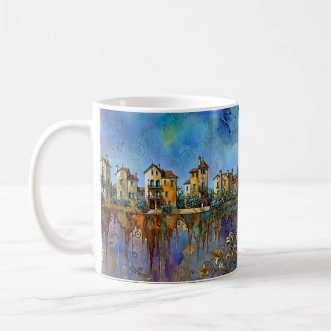 lustige kleine Stadt Kaffeetasse (Links)