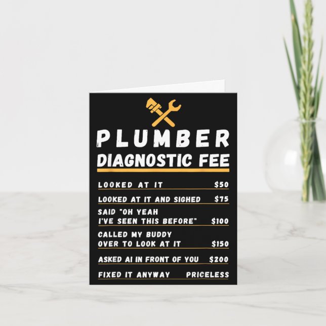 Lustige Klempner-Diagnosegebühr  Karte (Vorderseite)