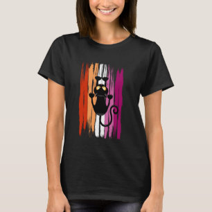 Lustige kletternde Katze mit lesbischen Pride-Farb T-Shirt