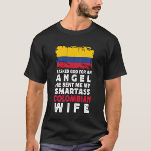 Lustige Klugscheißer-Ehefrau Kolumbianische Flagge T-Shirt