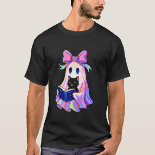 Lustige Kokette Schleife Halloween Geist hält schw T-Shirt