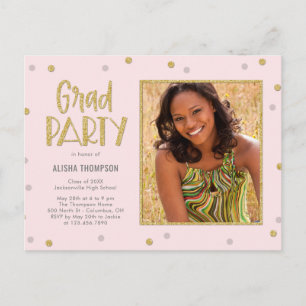 Lustige Konfetti-Abschlussfeier-Einladungskarte Postkarte