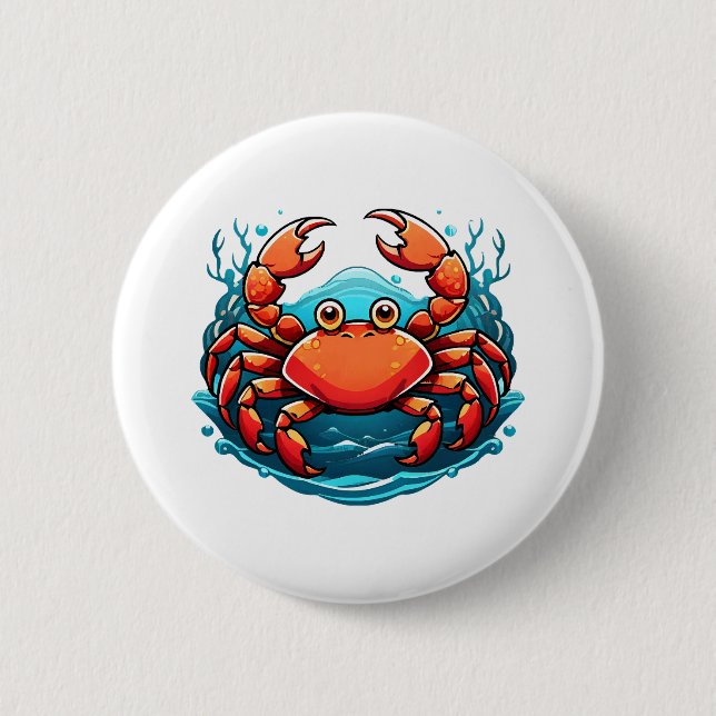 lustige Krabbe Button (Vorderseite)