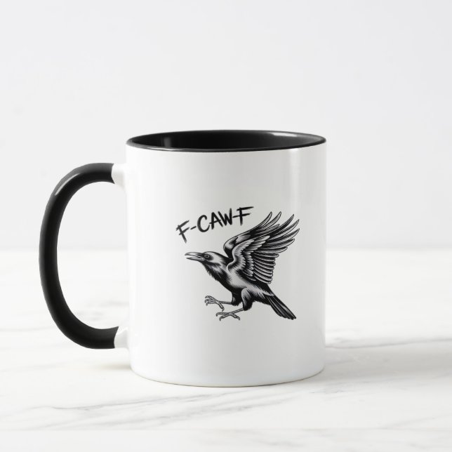 Lustige Krähe F-Caw-F Essential Minimal Sauber Tasse (Links)