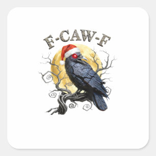 Lustige Krähe F-Caw-F Vogel Gothic-Weihnachten San Quadratischer Aufkleber