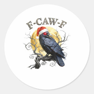 Lustige Krähe F-Caw-F Vogel Gothic-Weihnachten San Runder Aufkleber