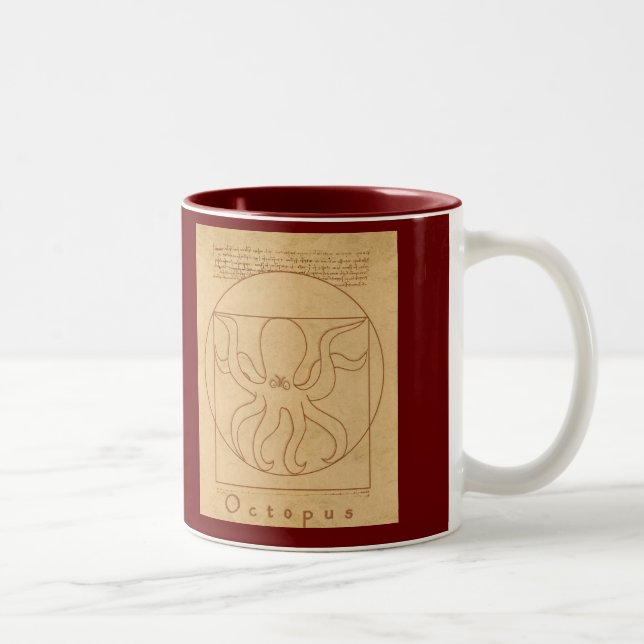 Lustige Krake Zweifarbige Tasse (Rechts)