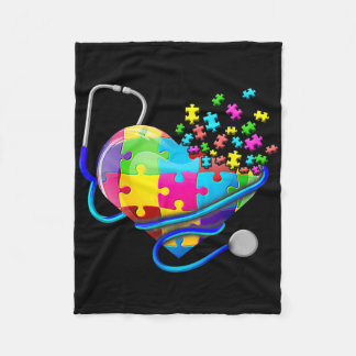 Lustige Krankenschwester Autismus Puzzle Stethosko Fleecedecke