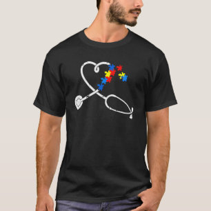 Lustige Krankenschwester Autismus Puzzle Stethosko T-Shirt