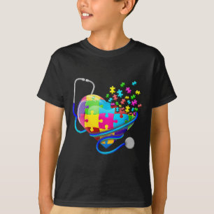 Lustige Krankenschwester Autismus Puzzle Stethosko T-Shirt