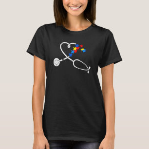 Lustige Krankenschwester Autismus Puzzle Stethosko T-Shirt