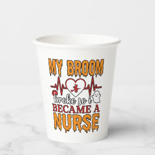Lustige Krankenschwester Halloween Mein Besen brac Pappbecher