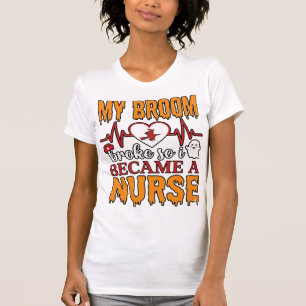 Lustige Krankenschwester Halloween Mein Besen brac T-Shirt