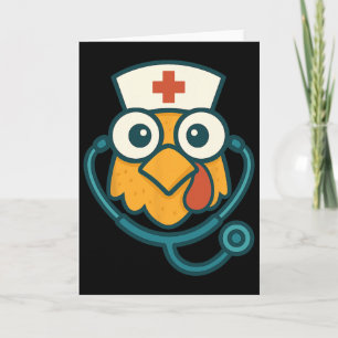 Lustige Krankenschwester Huhn Arzt Humor Erntedank Karte