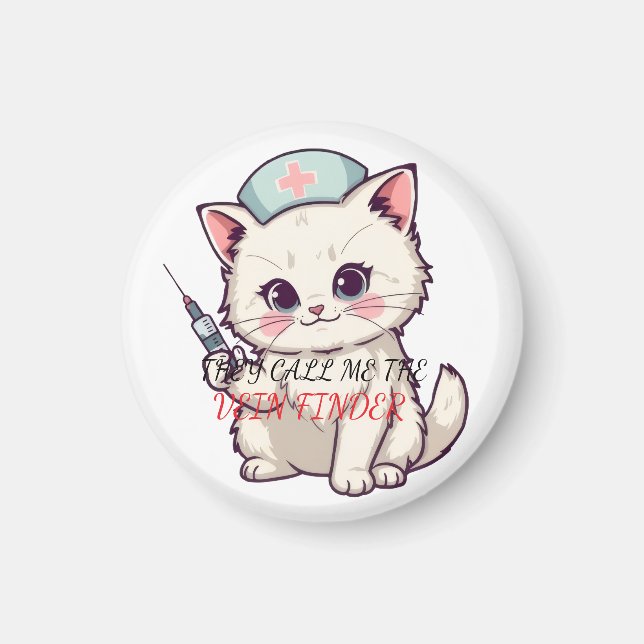 Lustige Krankenschwester Katze Der Venenfinder Per Magnet (Vorne)