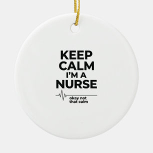 Lustige Krankenschwester Keep Calm Vintage Gravur  Keramik Ornament