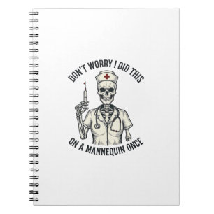 Lustige Krankenschwester Skelett Spritze Vintage G Notizblock