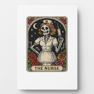 Lustige Krankenschwester Skelett Tarotkarte Hallow Fotoplatte