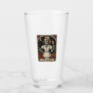 Lustige Krankenschwester Skelett Tarotkarte Hallow Glas
