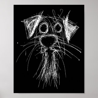 Lustige Kritzel-Welpen-Doodle-Skizze Minimalistisc Poster