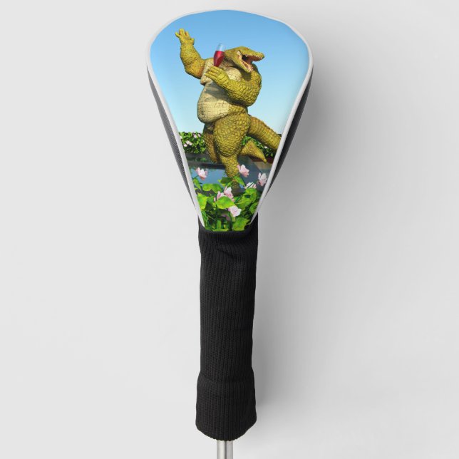 Lustige Krokodil Champagner Poolparty Kunst Golf Headcover (Vorderseite)