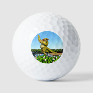 Lustige Krokodil Champagner Poolparty Kunst Golfball