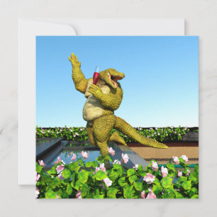Lustige Krokodil-Champagner-Poolparty-Kunst Karte