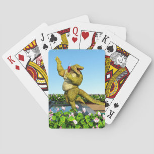 Lustige Krokodil-Champagner-Poolparty-Kunst Spielkarten
