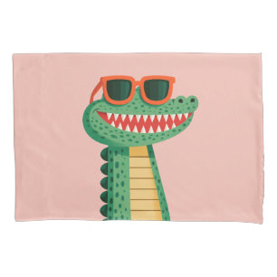 Lustige Krokodil-Sonnenbrille Süßes Cartoon-Tier Kissenbezug