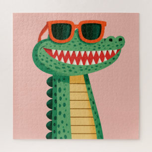 Lustige Krokodil-Sonnenbrille Süßes Cartoon-Tier Puzzle