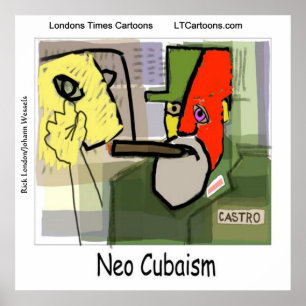 Lustige kubistische Kunst Castro Poster
