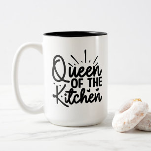 Lustige Küche Queen Wortkunst Zweifarbige Tasse