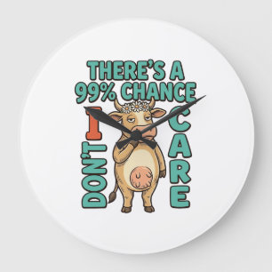 Lustige Kuh 99% Chance, dass es mir egal ist Vinta Große Wanduhr