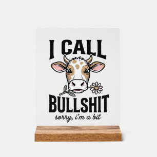 Lustige Kuh, die ich Vintage-Shirt-Design_1 nenne Acrylschild