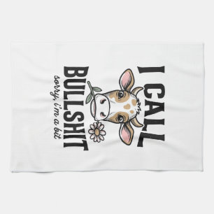 Lustige Kuh, die ich Vintage-Shirt-Design nenne_1 Geschirrtuch